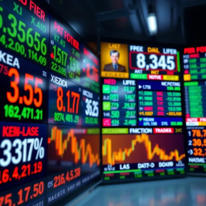 Illustration of major currency pairs with exchange rates on digital screens
