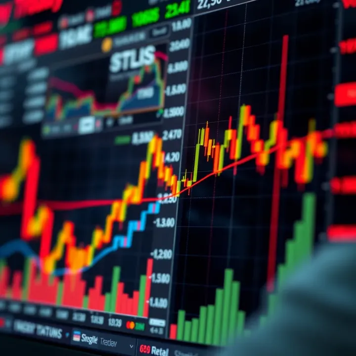 Intraday Stock Price Movements Highlighting Volatility and Volume Stock chart showing intraday price movements with highlighted volatility and volume spikes