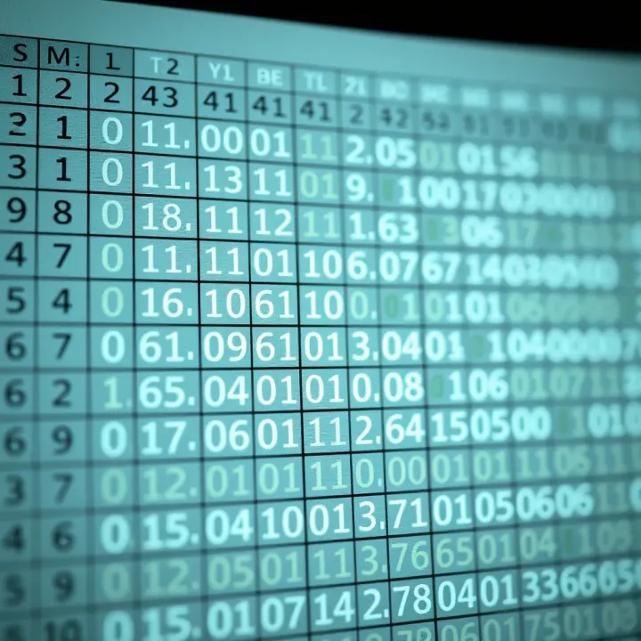 Binary to Hexadecimal Reference Table Reference table displaying binary values alongside their corresponding hexadecimal symbols for quick lookup
