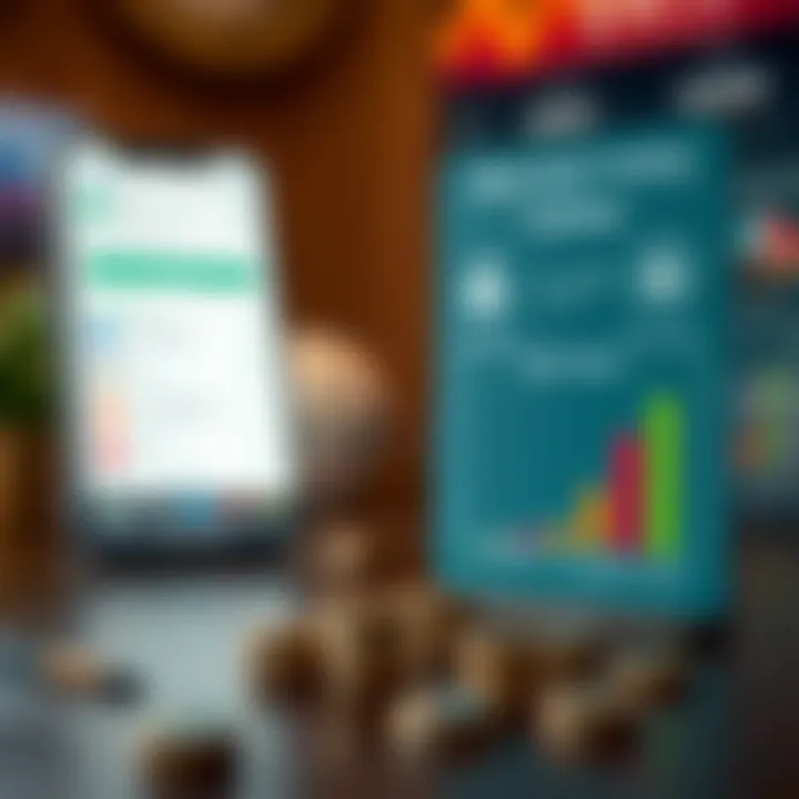 Illustration showing key benefits and risks of micro-investment trading apps alongside financial planning icons