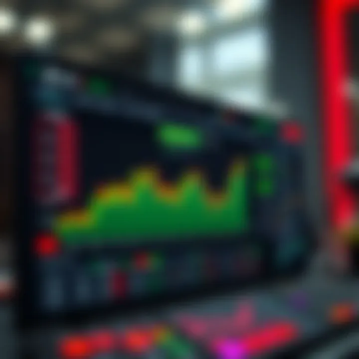 Dashboard of a trading application displaying stock prices, charts, and market trends