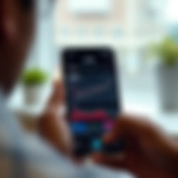 Mobile device displaying a user-friendly trading app interface with stock charts and portfolio overview