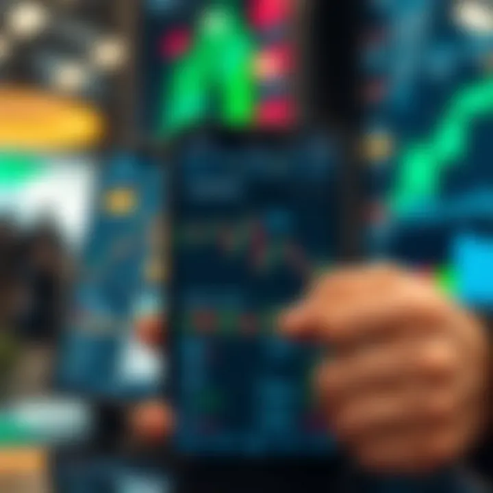 User interface of a modern trading application displaying stock performance charts and asset information