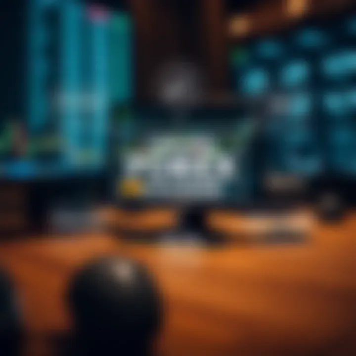 Conceptual graphic showing key elements of online forex course including strategy, risk management, and trading tools