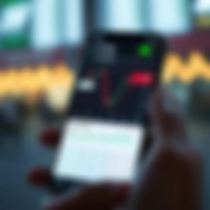 User interface displaying various stock trading options and market charts on a mobile app