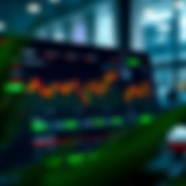 Trading App Dashboard Displaying Market Trends and Portfolio Overview Dashboard view of a trading app showing market charts and portfolio summary