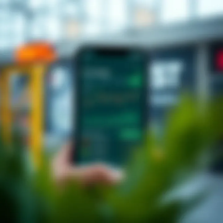 Mobile phone displaying a user-friendly trading app interface with charts and trading options