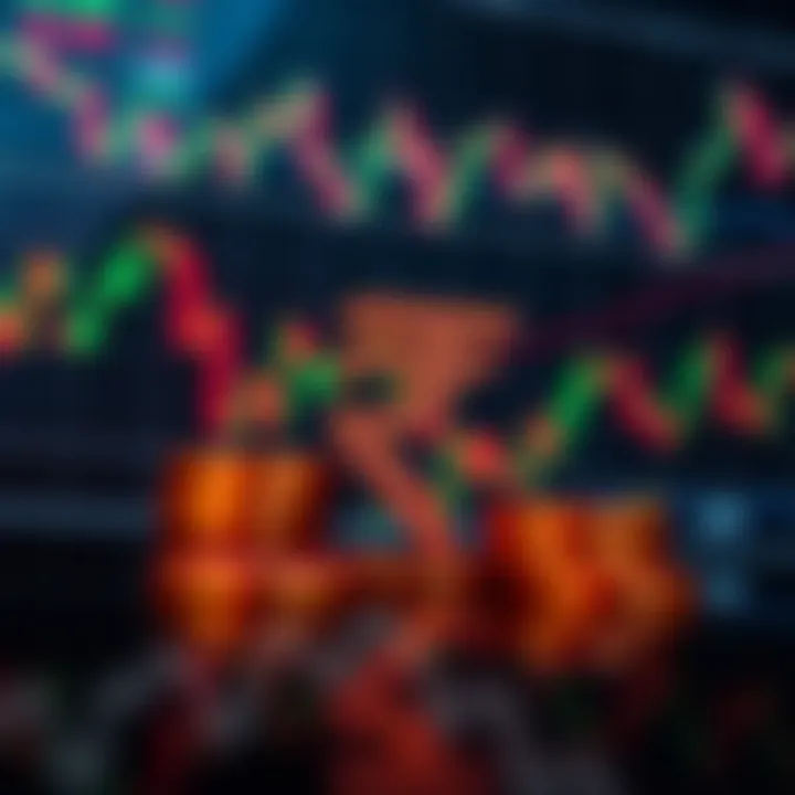 Illustration showing Indian rupee symbol with currency exchange graphs in the background