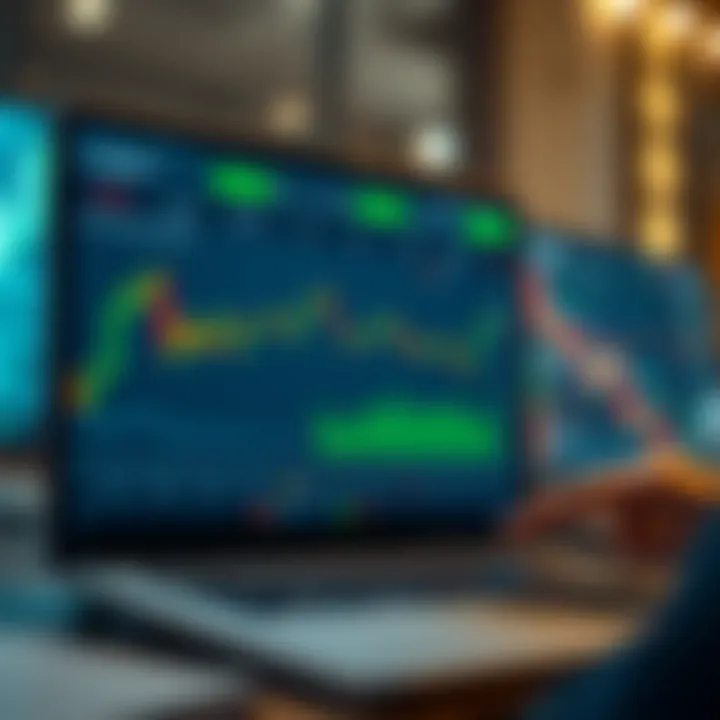 User interface of an online trading app showing stock market charts and portfolio overview