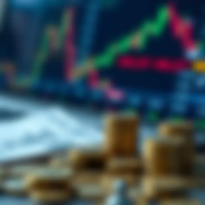 Financial Growth and Investment Options for Indian Traders Using Minimum Deposit Apps Illustration of financial growth and investment options with symbols representing stocks and currency in an Indian context