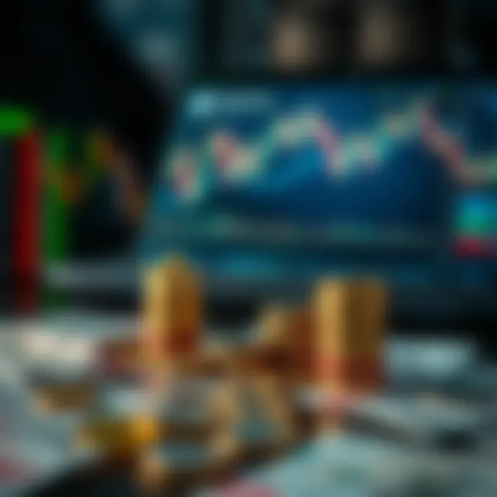 Conceptual graphic illustrating discipline and risk management in forex trading with currency elements