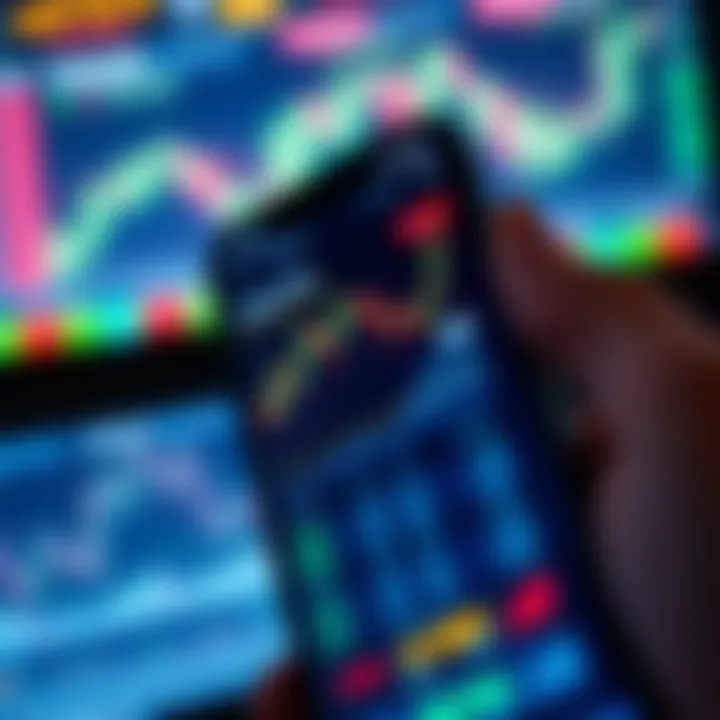 User interface of a top trading app showing stock charts and market data on a smartphone screen