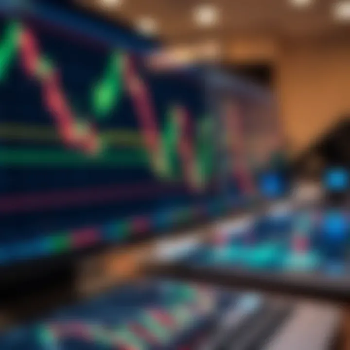 Technical indicators supporting chart pattern analysis on trading charts with highlighted trend lines