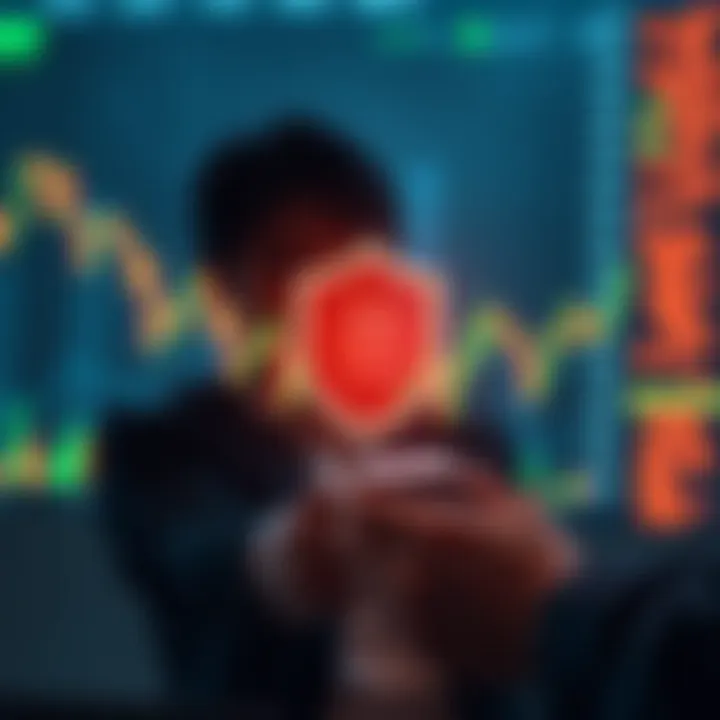 Secure Online Trading with Regulatory Protection Secure online trading concept with shield icon and financial graphs overlay