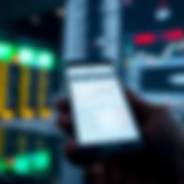 Smartphone displaying verified trading app interface with charts and options