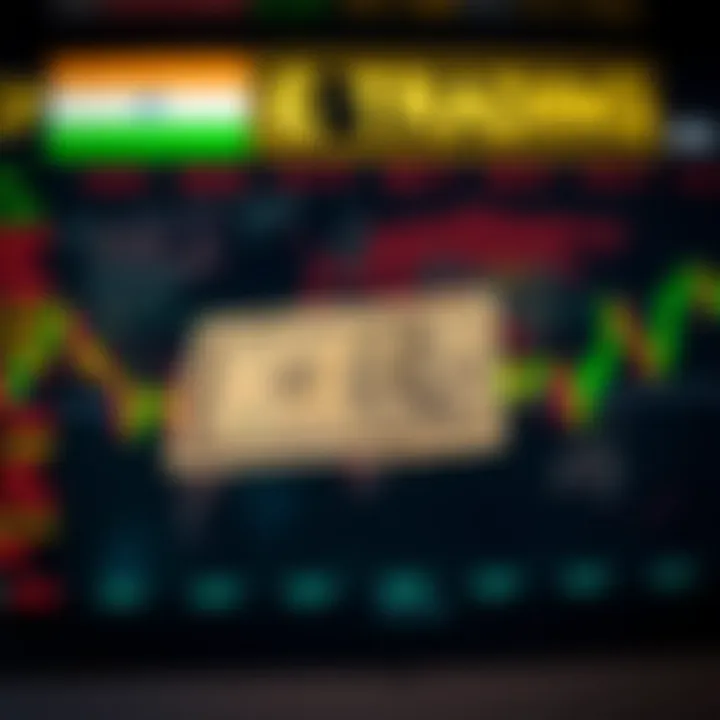 Digital representation of global currency exchange with Indian Rupee and major world currencies