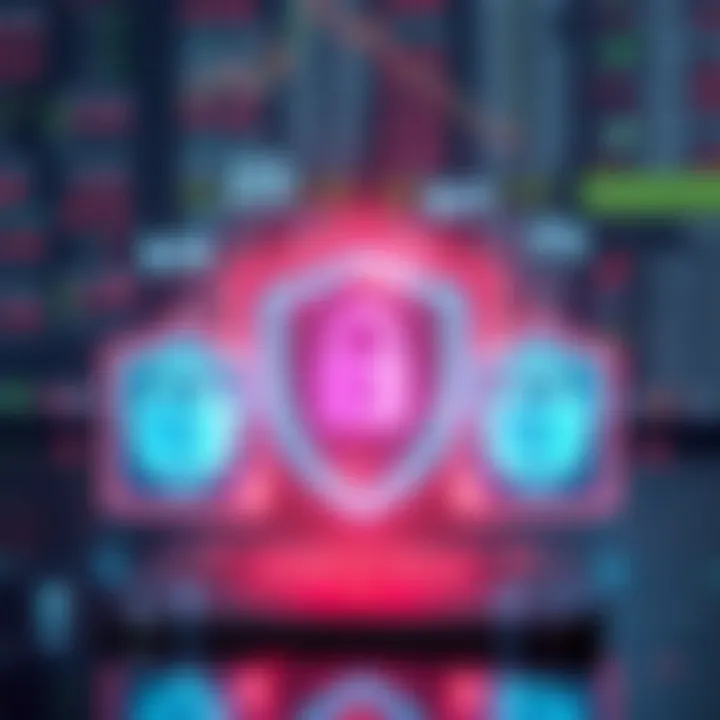 Illustration of security shields and digital locks representing safety measures in stock trading apps