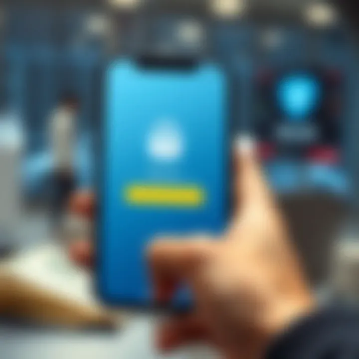 Secure login screen on a mobile trading application emphasizing safety and encryption