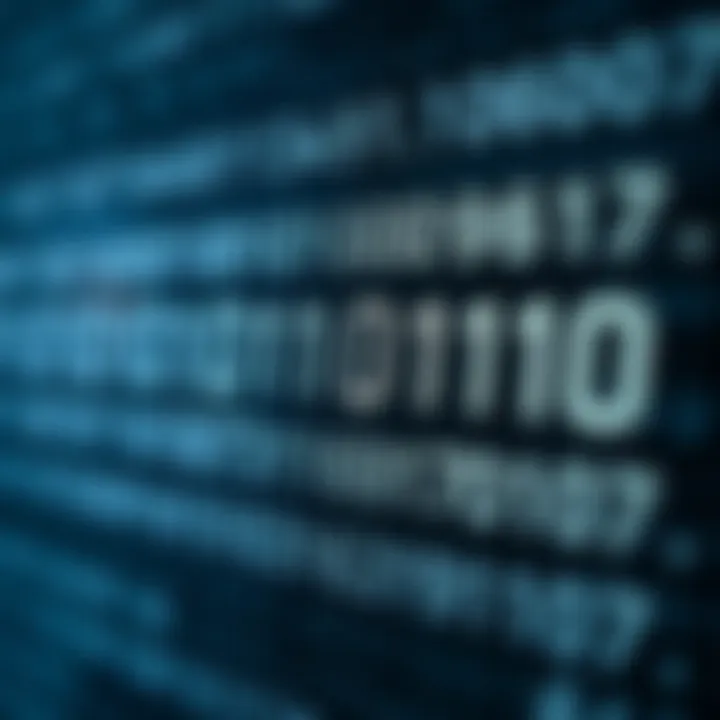 Diagram showing binary digits aligned to represent a decimal number