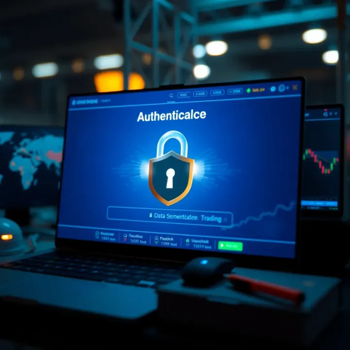 Secure login screen of a trading platform emphasizing data protection and user authentication