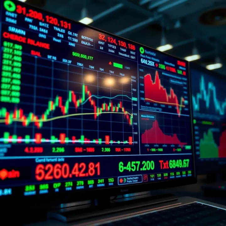 Screen displaying various financial charts and trading indicators on a digital platform