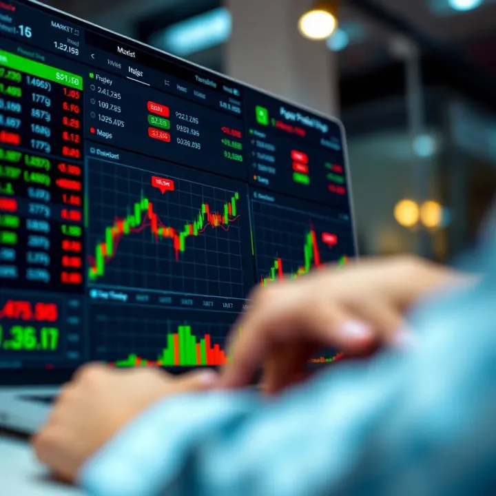 User interface of a paper trading app showing stock prices and portfolio performance