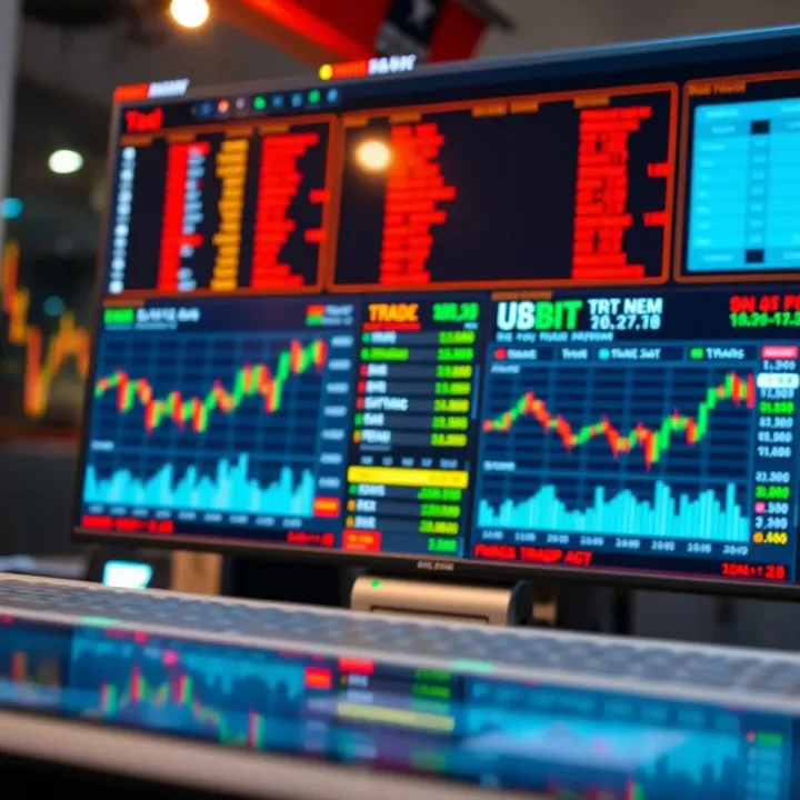 Interactive dashboard displaying stock market simulation with charts and virtual trading options