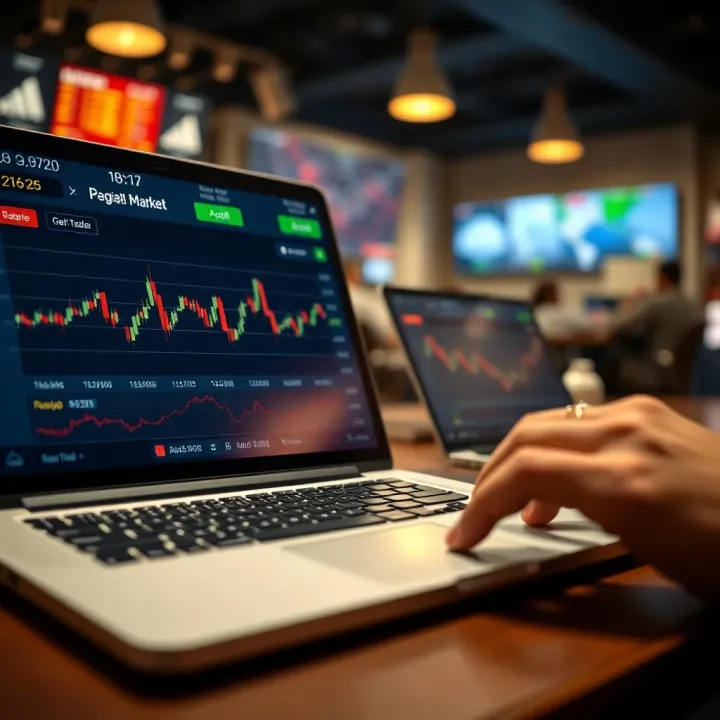 User interface of a stock trading app showing live market data and easy navigation options