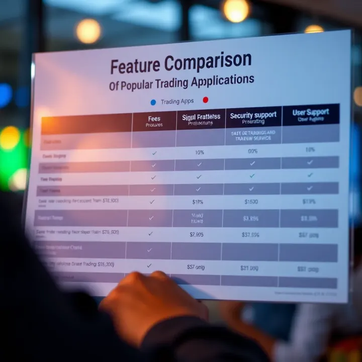 Comparison chart highlighting features, fees, security, and user support of popular trading apps