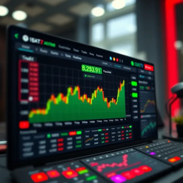 Dashboard of a trading application displaying stock prices, charts, and market trends