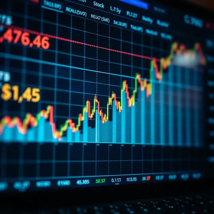 Virtual Stock Trading Performance Visualization Graph showing virtual stock trading performance with upward trend lines