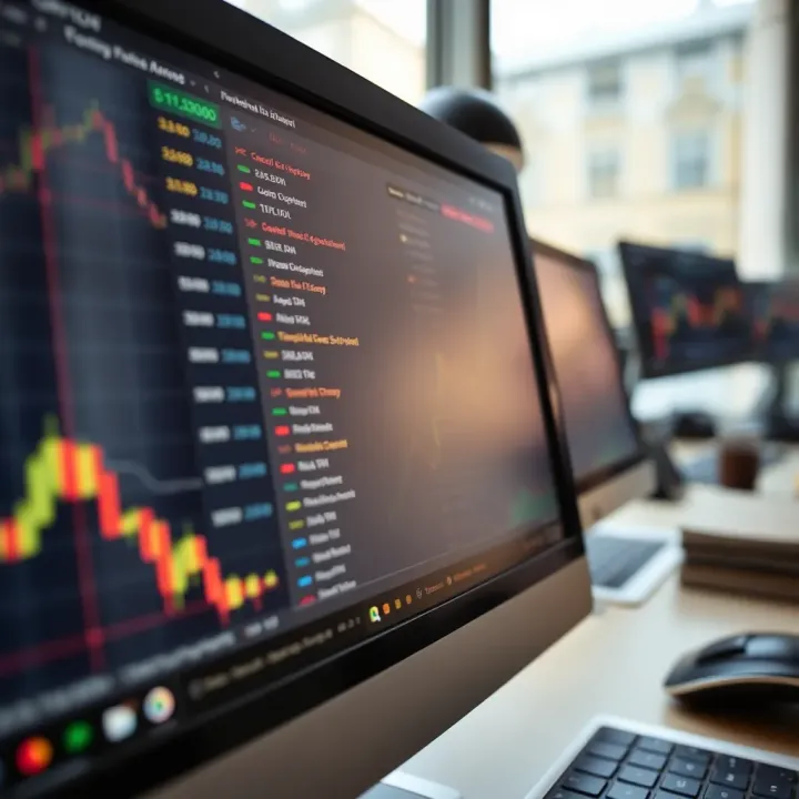 Close-up of computer screen showing a list of reputable forex trading companies active in India
