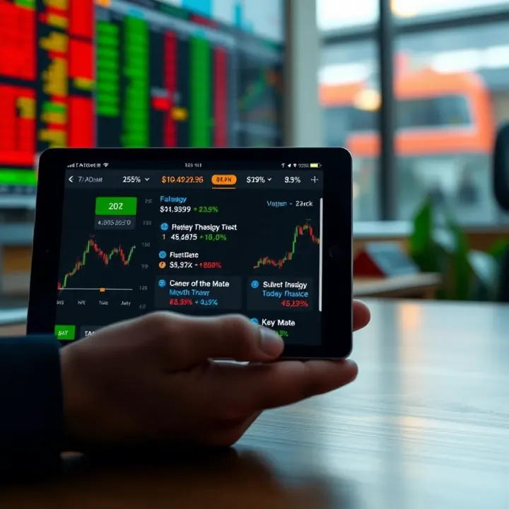 Illustration of key features and benefits of free stock trading apps highlighted on a digital device
