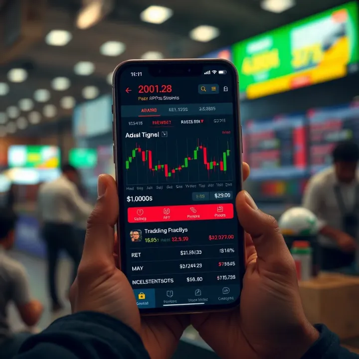 Interactive mobile interface displaying commodity market charts and trade options