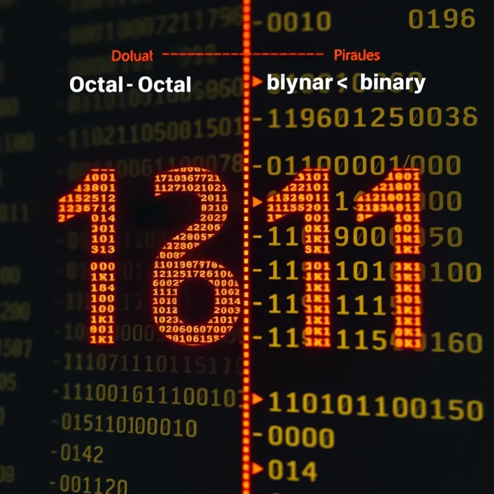 Comparison Between Octal and Binary Number Systems Visual comparison of octal and binary number systems with example values
