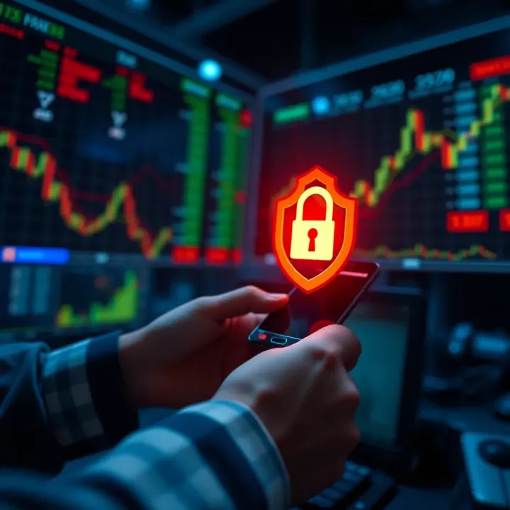 Security Features for Safe Online Shares Trading in India Illustration of a secure mobile transaction symbolizing protection and data privacy in online trading