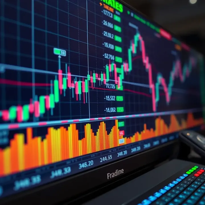 Chart showing currency pairs and trading data on digital platform
