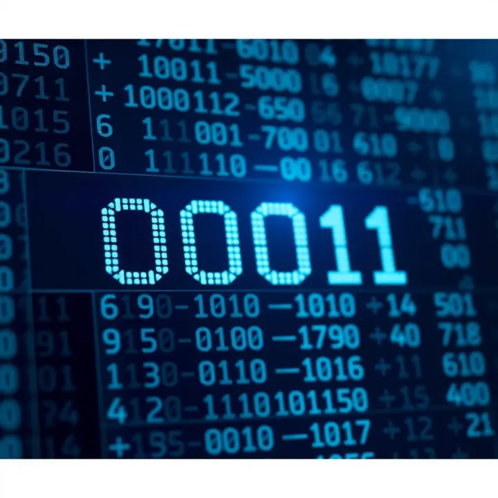 Illustrated example showing calculation of decimal value from binary digits