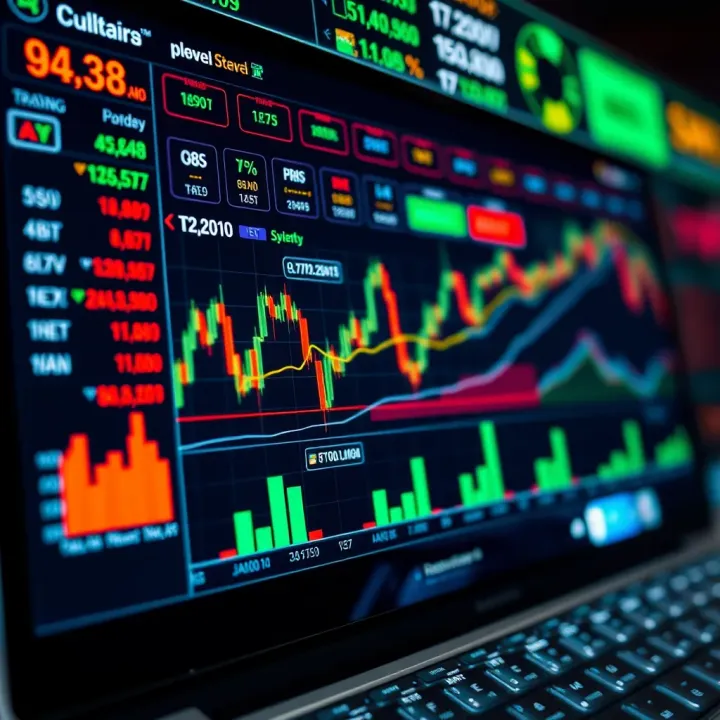 Financial Data Visualization and Trading Tools on Digital Platform Graphical representation of financial data and trading tools on a digital platform