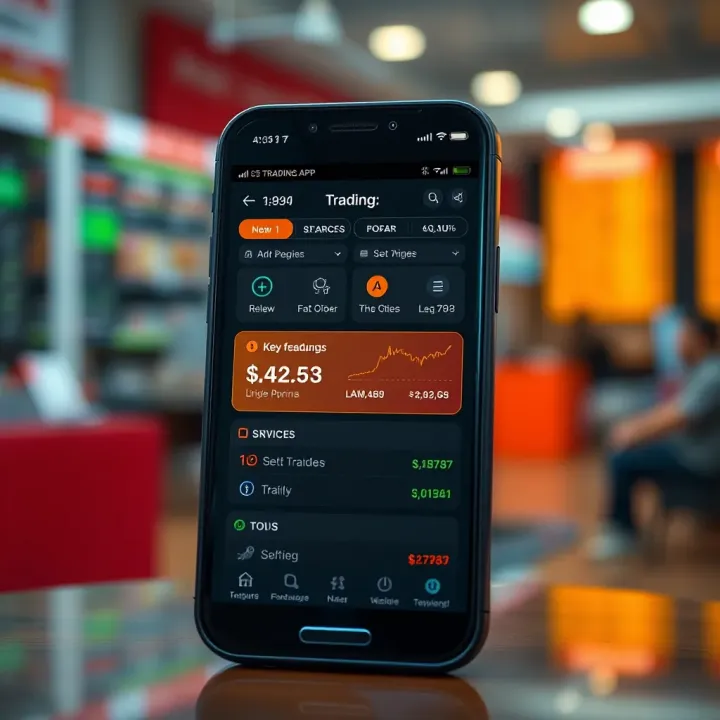 User interface displaying key features and tools of a new trading app for Indian market