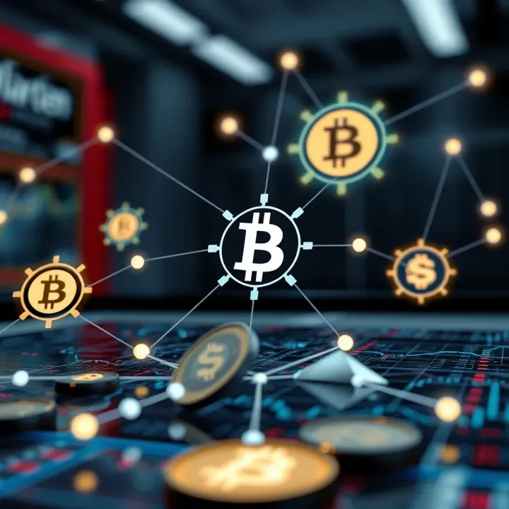 Conceptual illustration of digital assets and currencies connected through a network symbolizing diverse trading options