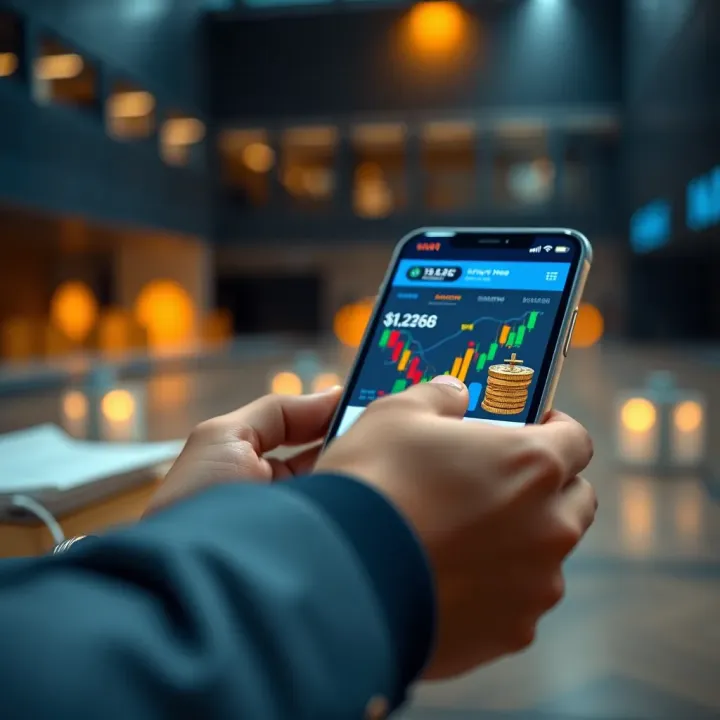 Conceptual illustration showing minimal funds being invested through a smartphone trading platform