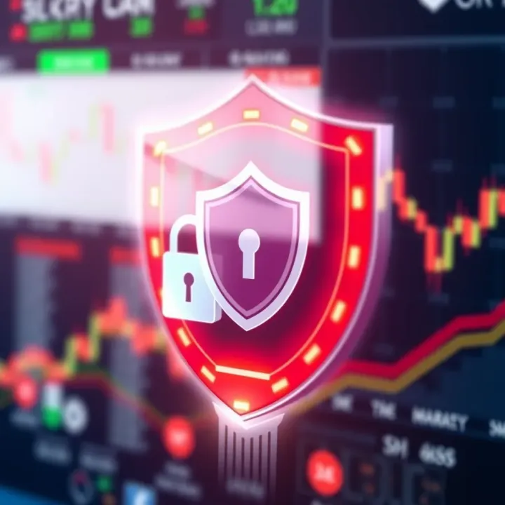 Secure trading environment with shield icon representing regulatory and security measures for trading apps