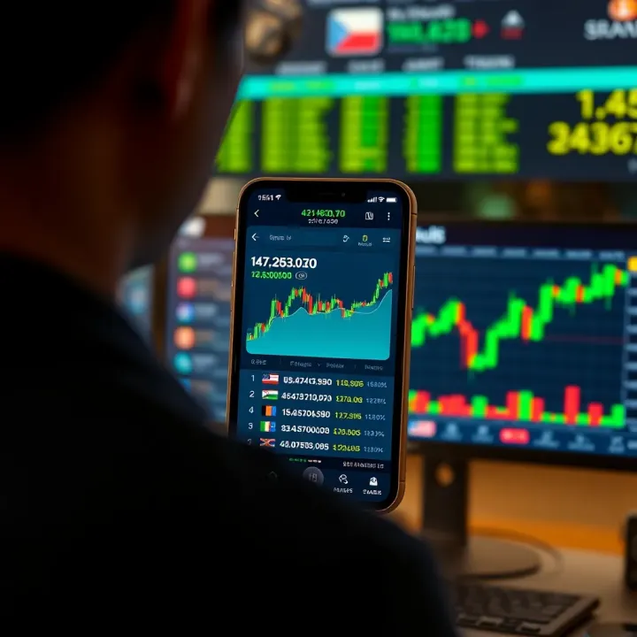 Secure Forex Trading App Interface with Real-Time Currency Charts Interface of a secure forex trading app displaying currency charts and trading options