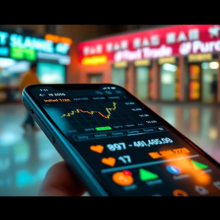 Interface of India's Pioneering Stock Trading Application User interface showcasing historical stock trading app features on a mobile device
