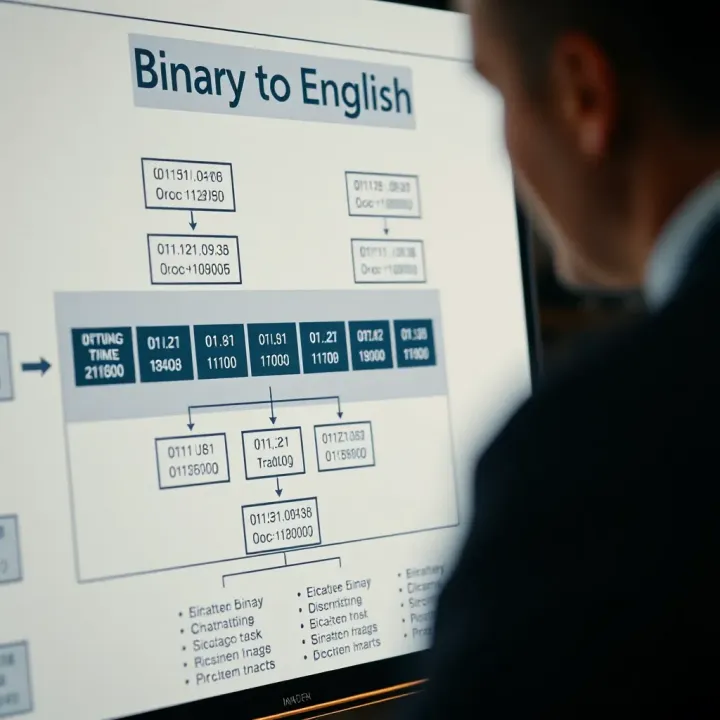 Manual Binary to English Translation Method Flowchart showing manual method of translating binary sequences into readable English characters