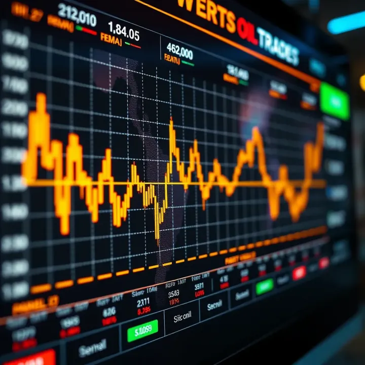 Visualization of Oil Price Movements and Trading Volume on Digital Platform Graphical representation of oil price fluctuations and trading volume on digital platform