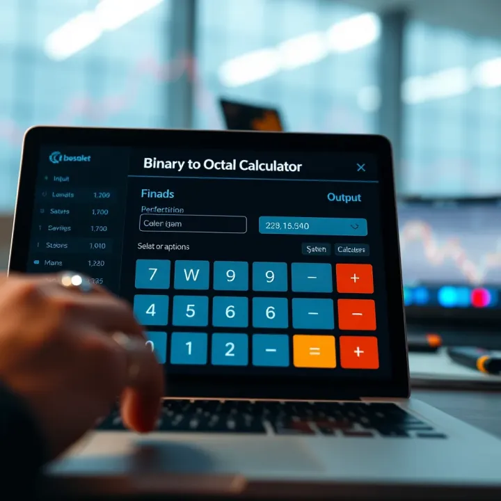 Online Binary to Octal Calculator Interface Screenshot of an online binary to octal calculator interface showing input and output fields