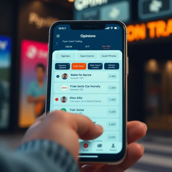 User Interface of Opinion Trading Apps in India User interface showcasing various opinion trading options on a mobile app in India