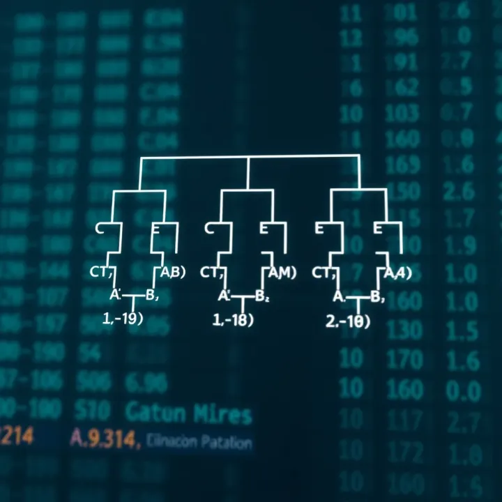 Diagram illustrating the structure of an optimal binary search tree with nodes and weighted probabilities